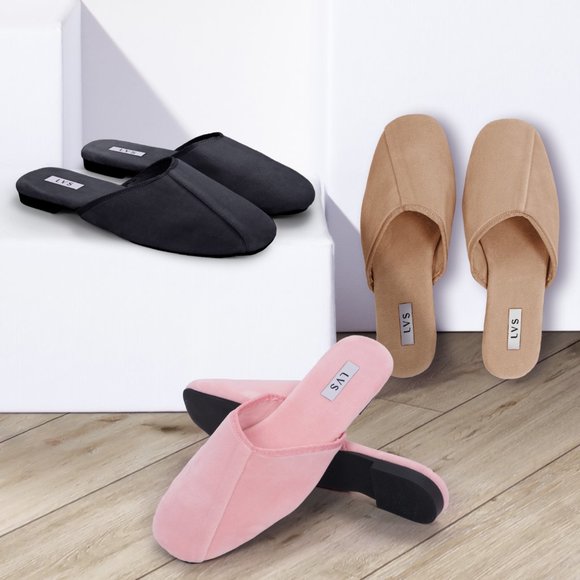 LVS Pink Velvet Slippers - Picture 1 of 7